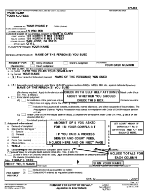 California Request for Entry of Default