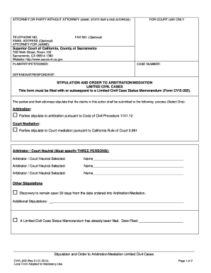 Stipulation and Order to Arbitration/Mediation