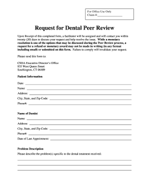 Request for Dental Peer Review