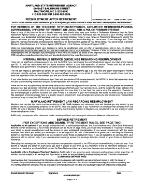 Maryland Reemployment After Retirement Form