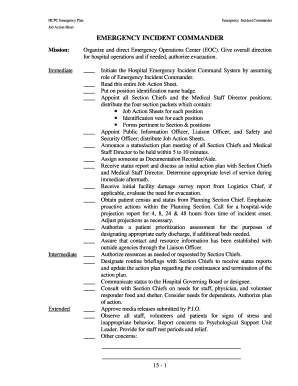 Emergency Plan Job Action Sheet - UT Health Science Center at bb - uth tmc