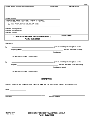 Consent of Spouse to Adoption (Adult)