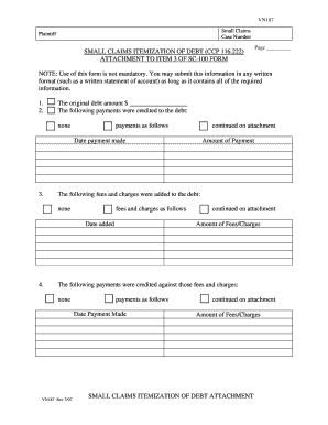 California Small Claims Debt Itemization Form