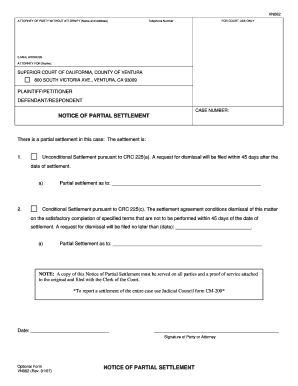 California Notice of Partial Settlement