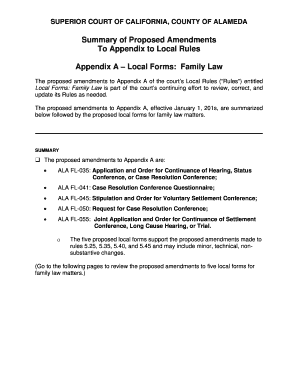 California Family Law Continuance Application