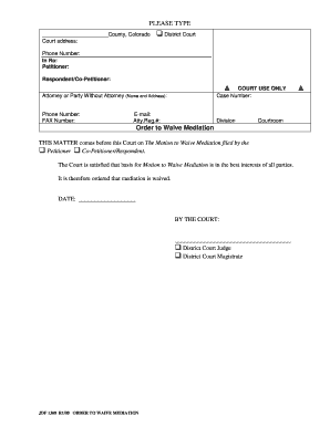 Order to Waive Mediation