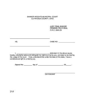 Jury Trial Waiver Form