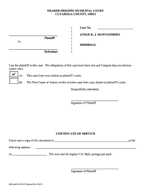 Civil Dismissal Form