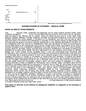Durable Power of Attorney Special Form