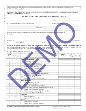 Colorado Real Estate Contract Amendment Form