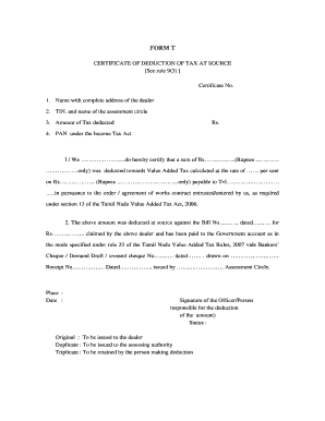 Certificate of Deduction of Tax at Source