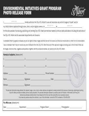 Environmental initiatives grant program photo release form