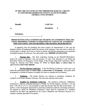 Order Setting Final Evidentiary Hearing on Attorneys' Fees and Costs