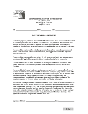 Mental Health and Substance Abuse Participation Agreement