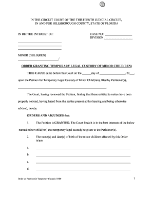 Order Granting Temporary Legal Custody