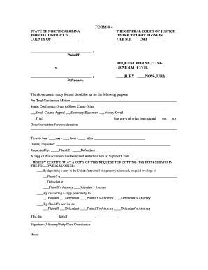 North Carolina Request for Setting