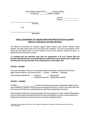 Final Judgment of Injunction for Protection Against Sexual Violence