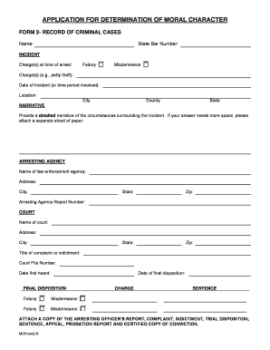 Application for Determination of Moral Character