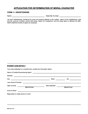 Application for Determination of Moral Character