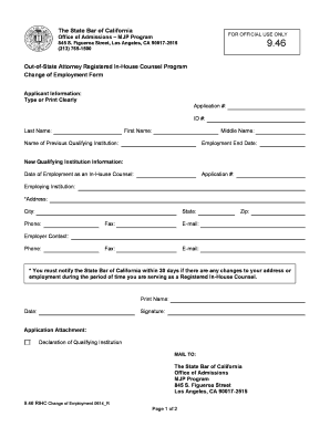 Change of Employment Form - The State Bar of California - State of ... - calbar ca