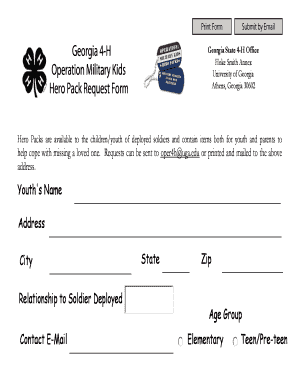 Georgia 4-H Hero Pack Request Form