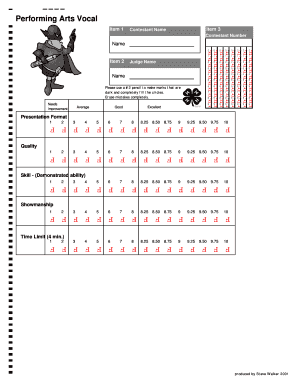 Vocal Contest Score Sheet