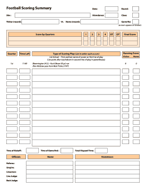 111 Printable Football Score Sheet Forms And Templates Fillable Samples In Pdf Word To Download Pdffiller