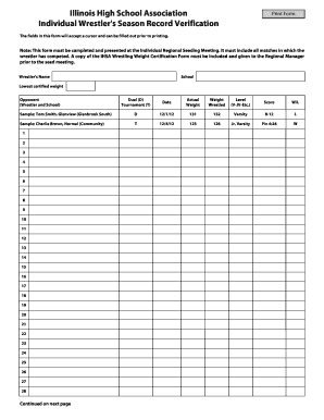 Illinois High School Association Wrestler Record Verification