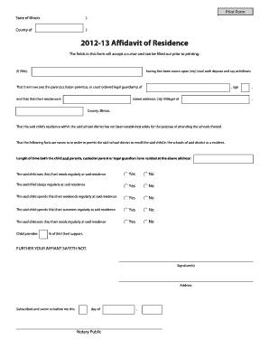 Illinois Affidavit of Residence