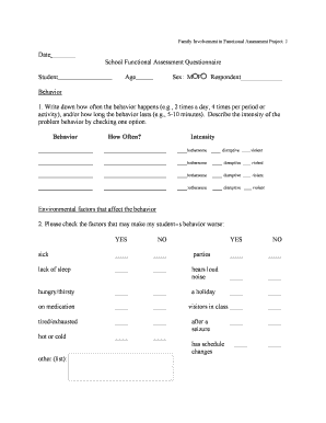 School Functional Assessment Questionnaire