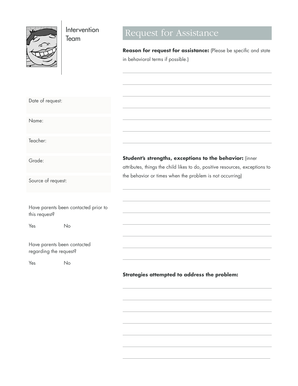 Intervention Request for Assistance Form