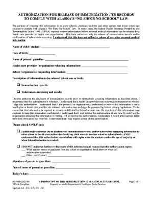 Authorization for Release of Immunization Records