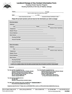 Landlord Change of Key Contact Information Form