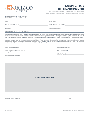 Individual 401k ACH Loan Repayment Form
