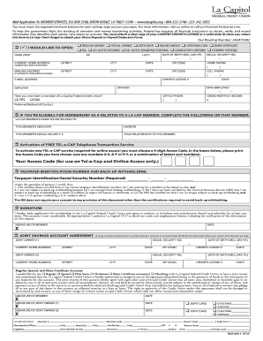 La Capitol Federal Credit Union Membership Application