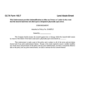 CLTA Form 103.7 Land Abuts Street Endorsement