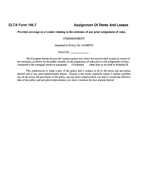 CLTA Form 104.7 Assignment Of Rents And Leases