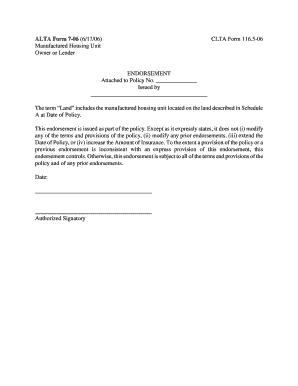 Manufactured Housing Unit Endorsement