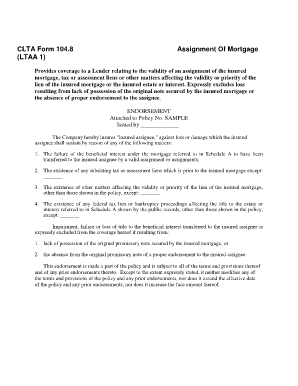 CLTA Form 104.8 Assignment Of Mortgage
