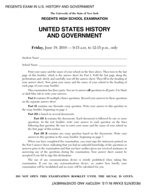 Regents Exam in US History and Government
