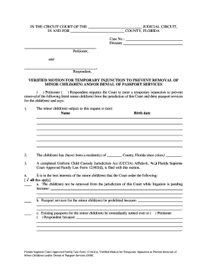 Florida Temporary Injunction to Prevent Child Removal
