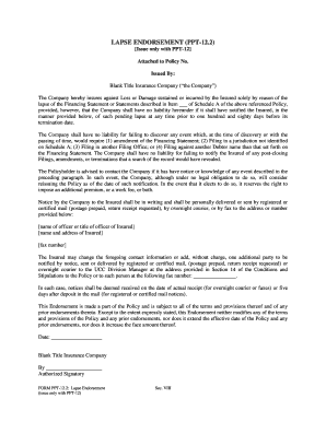 Lapse Endorsement for Title Insurance