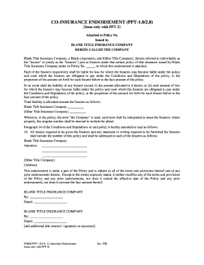 Co-Insurance Endorsement for Title Insurance Policy