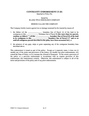 Contiguity Endorsement Form T-25