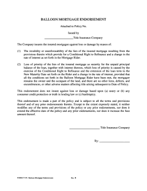 Balloon Mortgage Endorsement