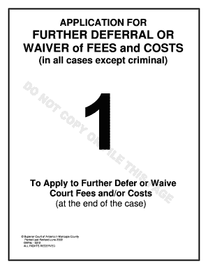 Supplemental Application for Further Deferral or Waiver of Court Fees and Costs