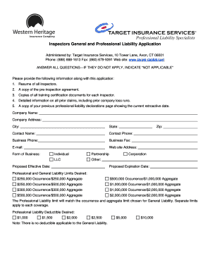 Inspectors General and Professional Liability Application