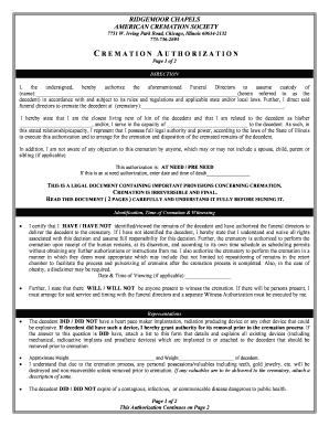 Cremation Authorization Form