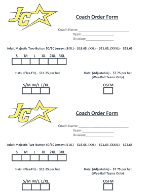 Coach and Parent Order Form