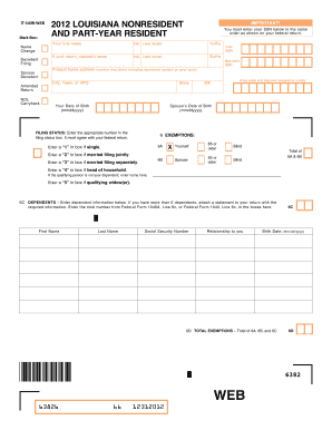 Louisiana Nonresident Income Tax Form IT-540B-WEB 2012